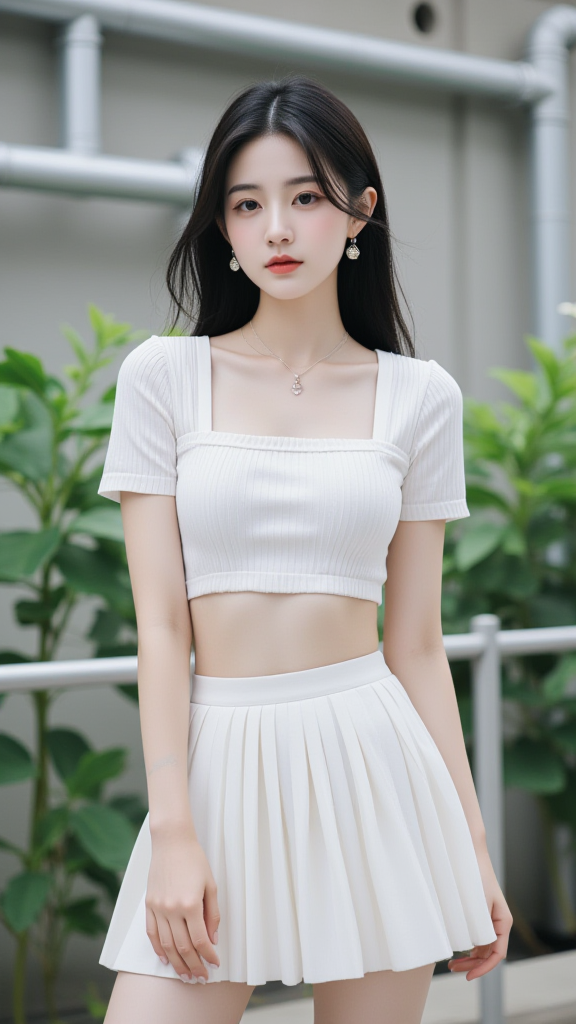 百褶裙女孩