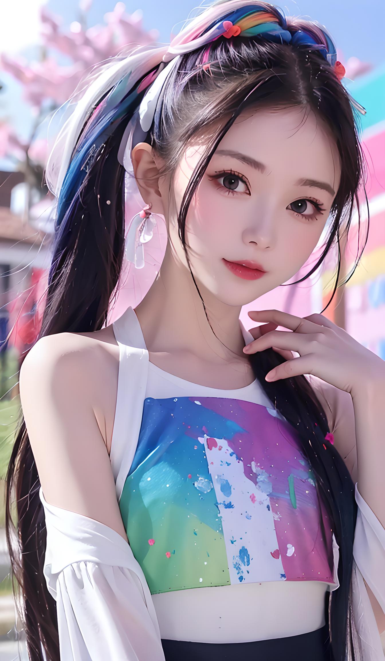 彩虹马尾美少女