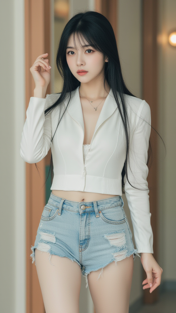 破洞牛仔裤女孩