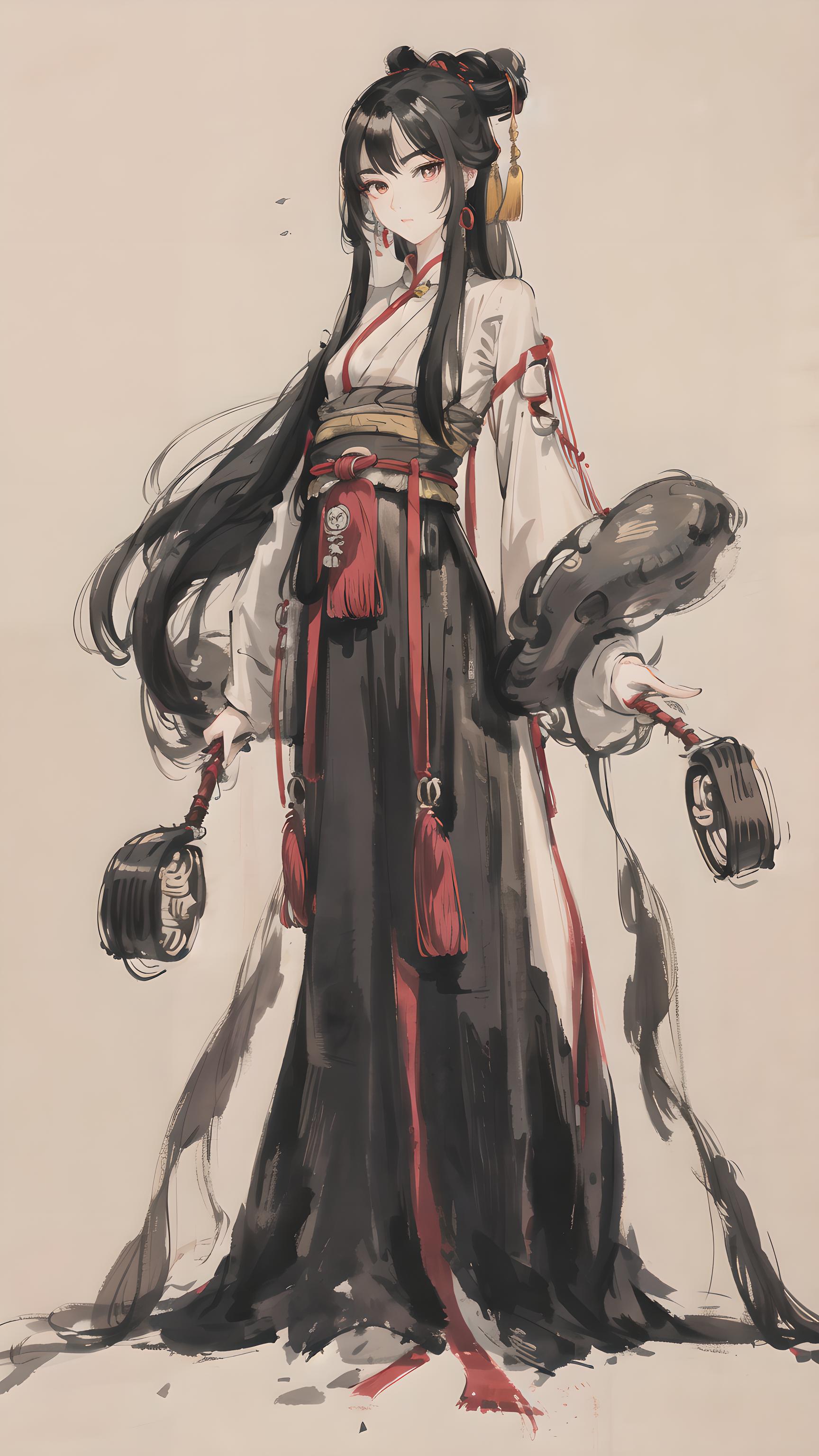 水墨写意古代女性