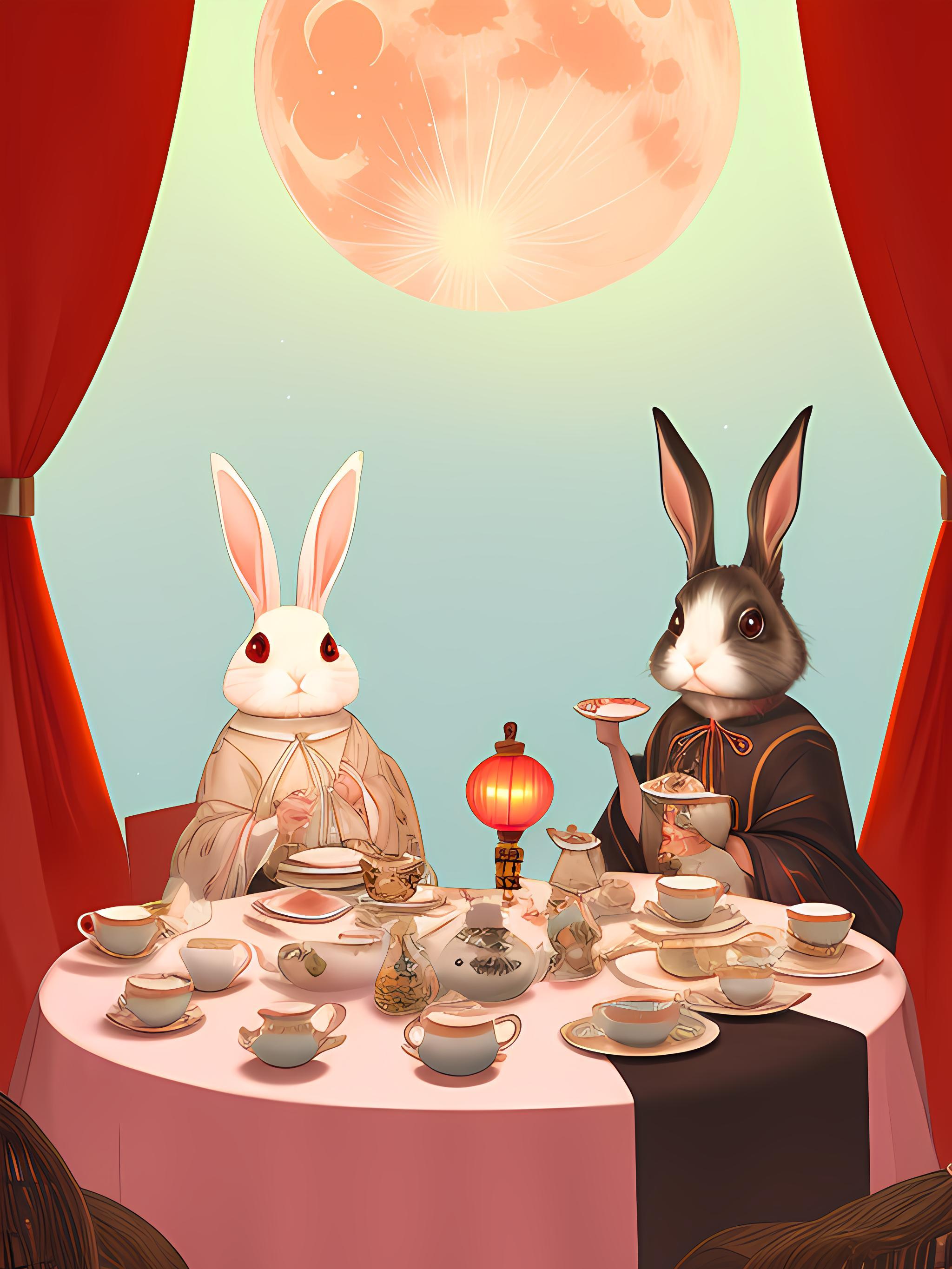 小兔子喝茶～