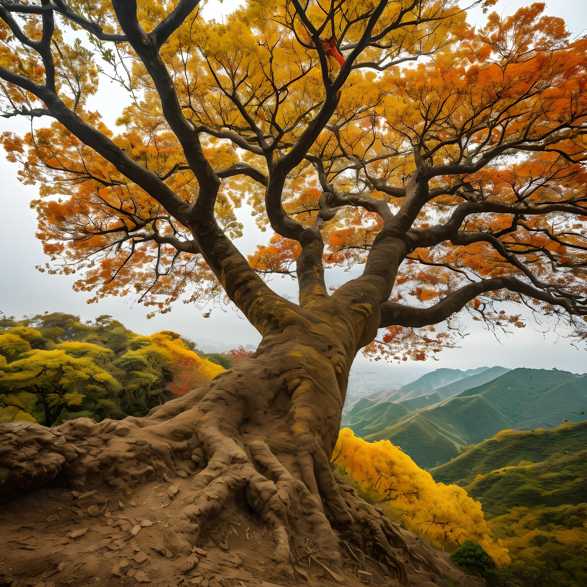 黄土高坡上的一棵柿子树