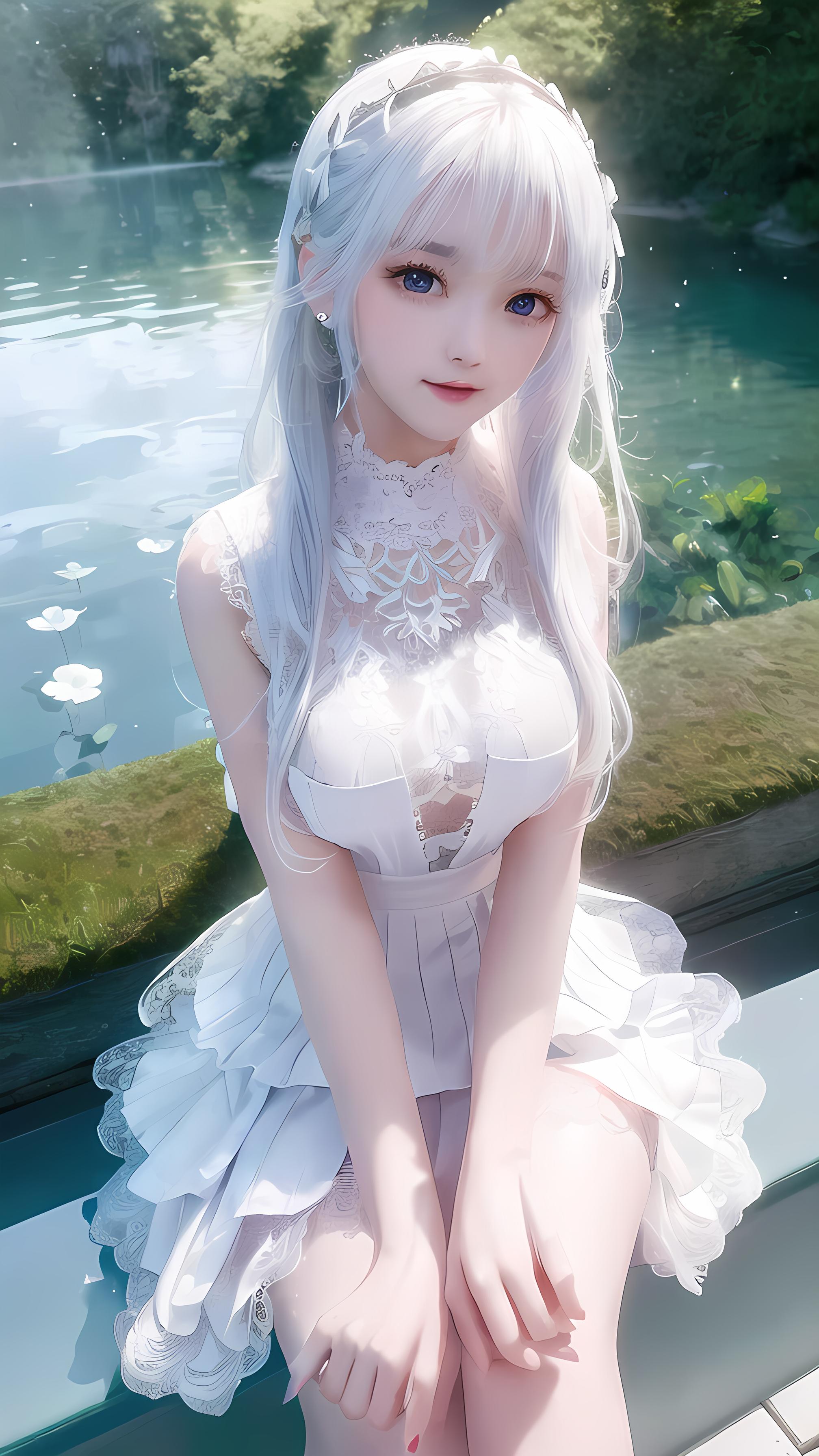湖边的美少女