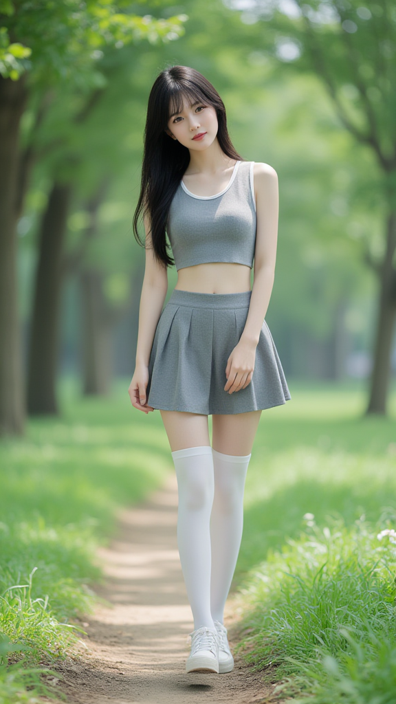 百褶裙女孩