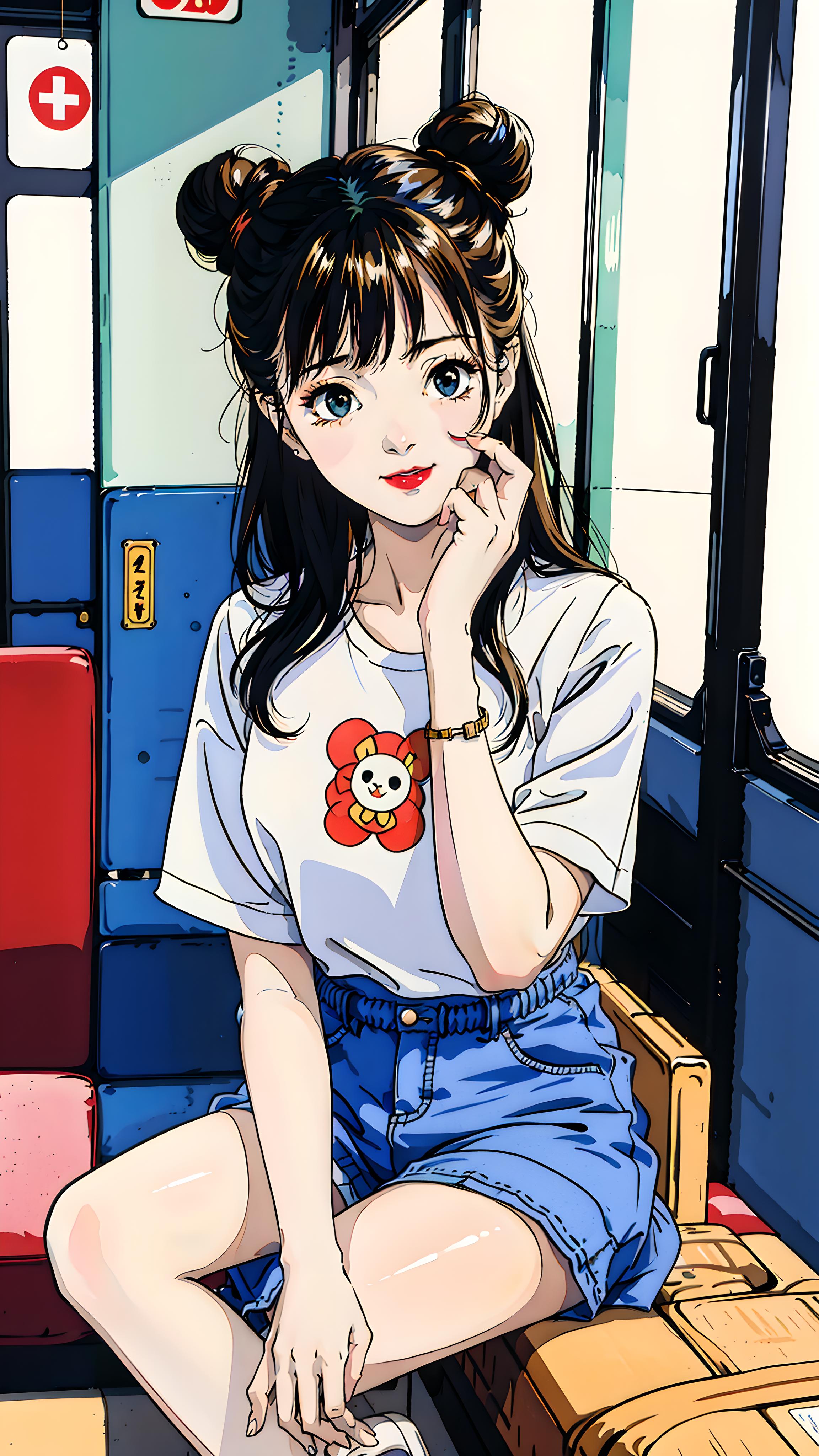 丸子头发型的女生