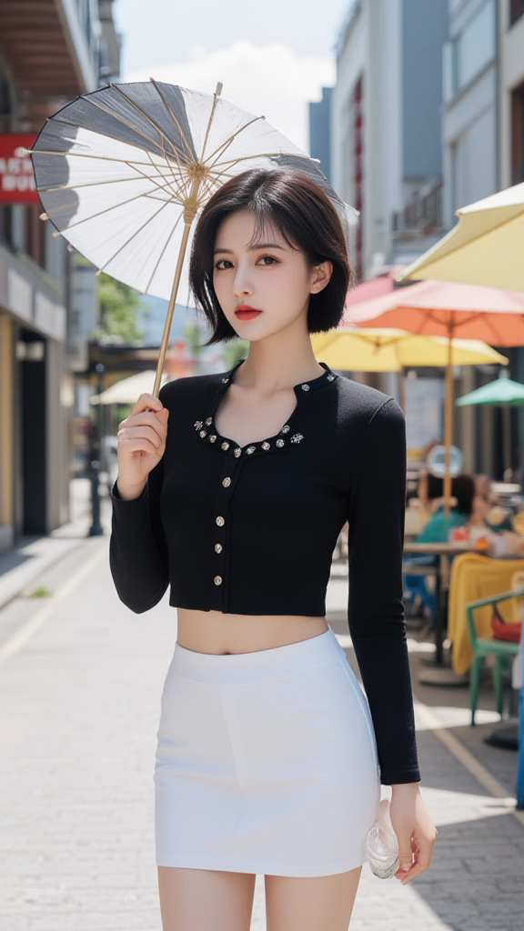 白色短裙女孩