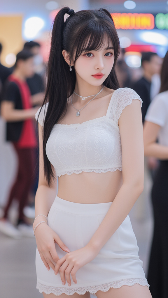 白色短裙女孩