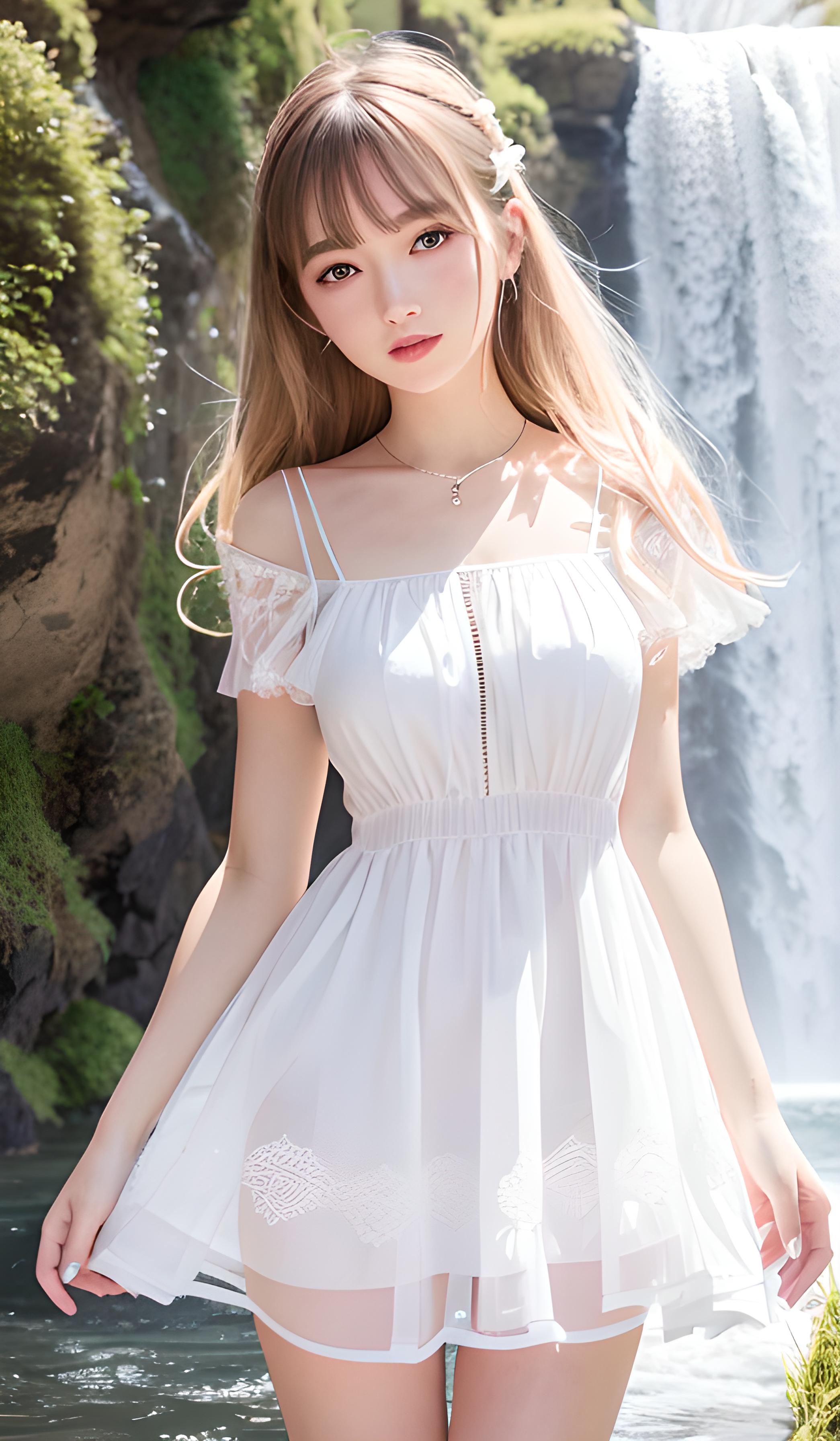 瀑布 美女