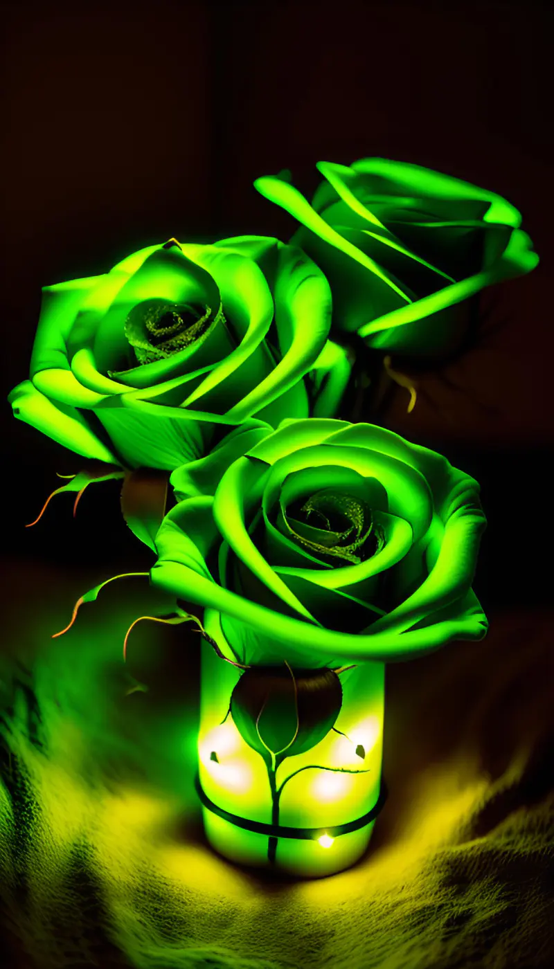 绿色发光玫瑰