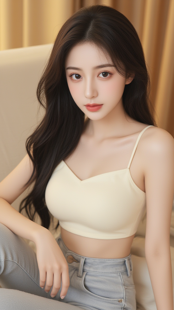 灰色牛仔裤女孩