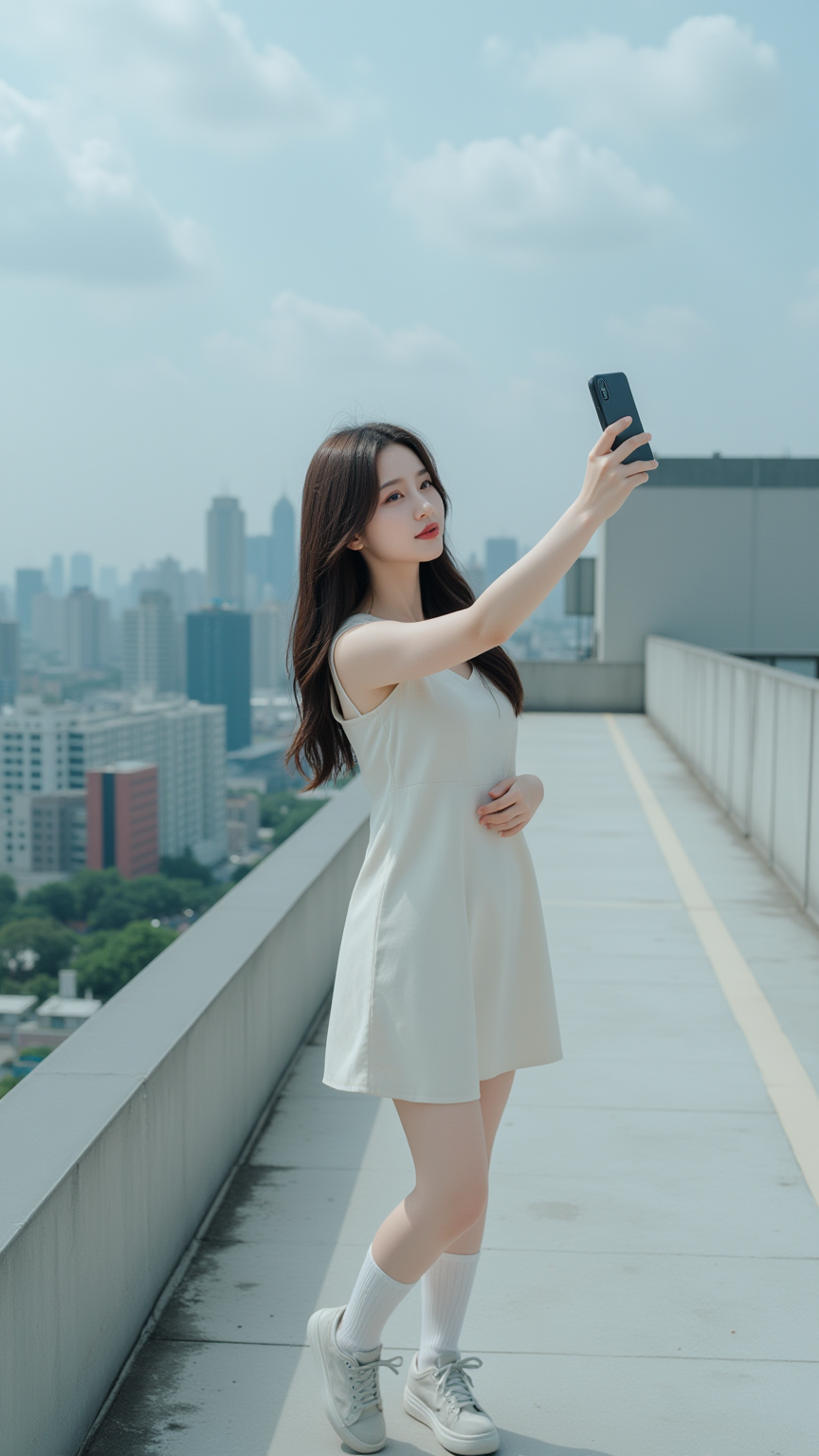 自拍的少女