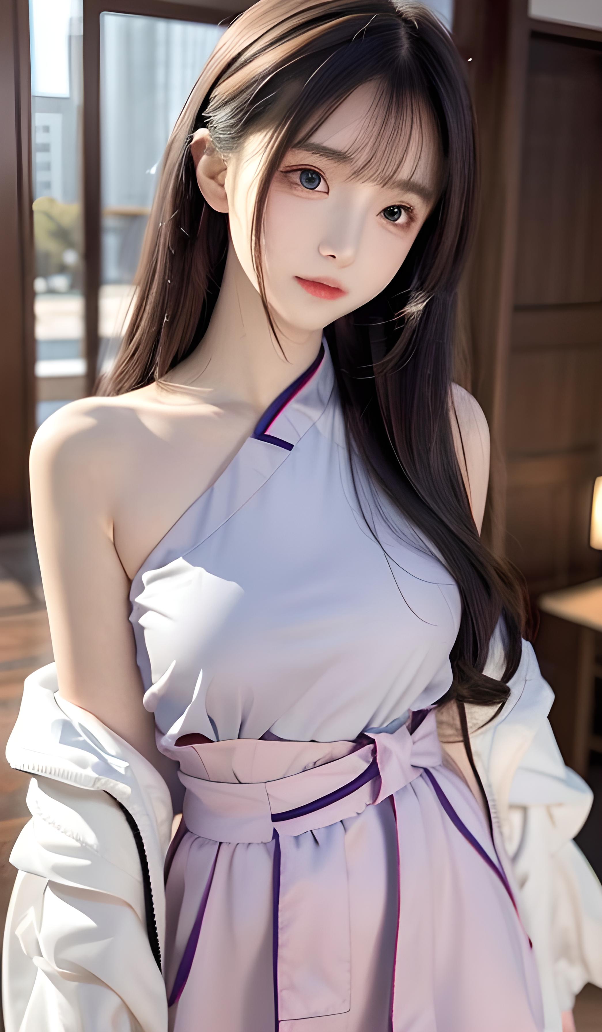 长发及腰，清纯汉服