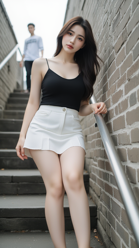 白色短裙女孩