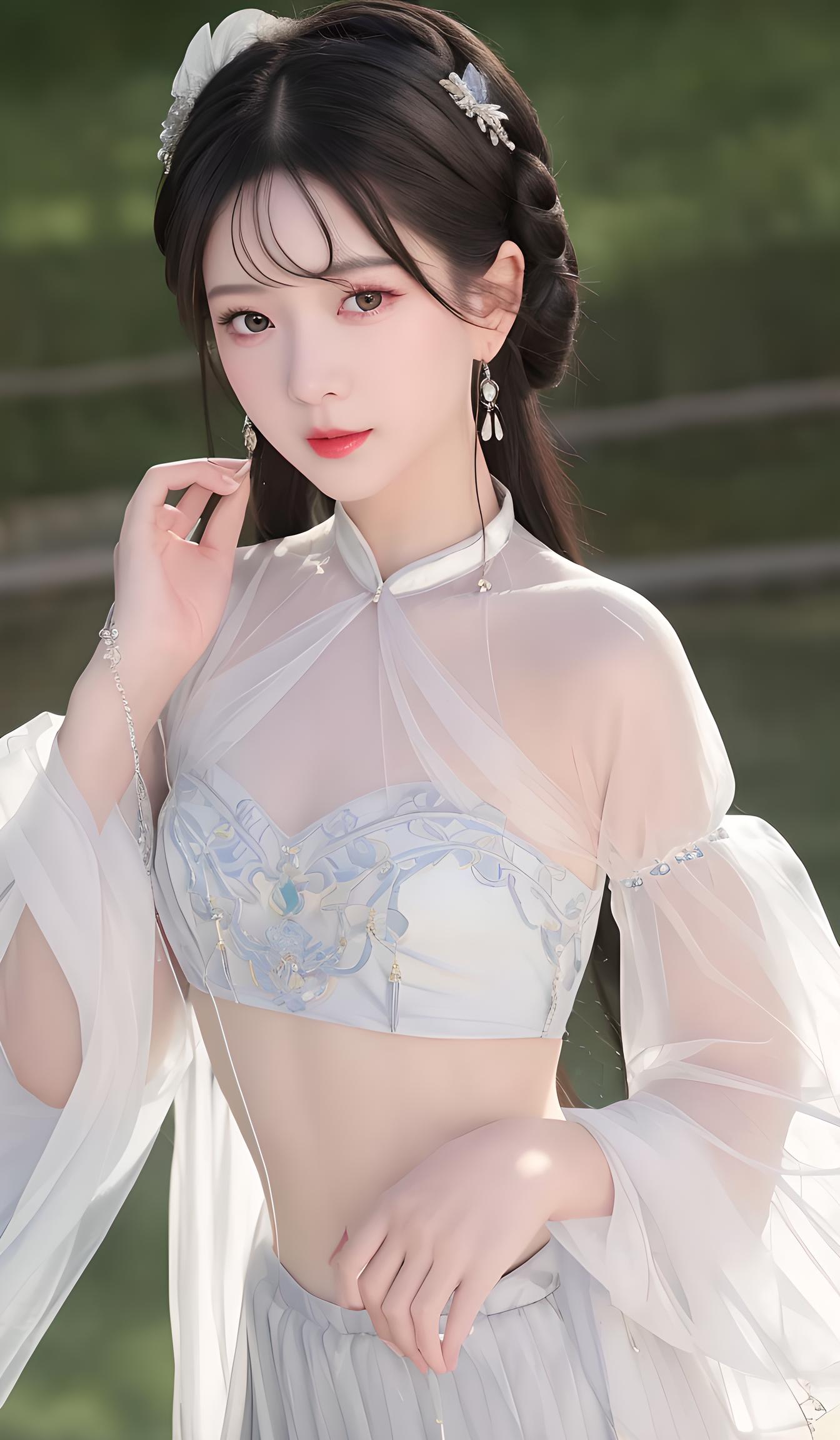 素白仙女薄纱汉服