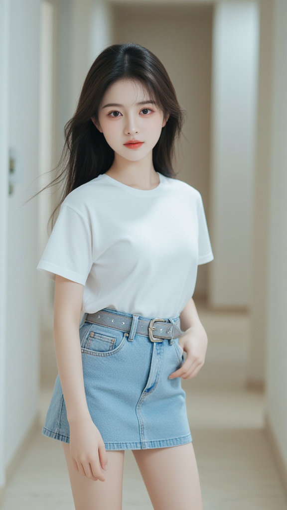 牛仔短裙女孩