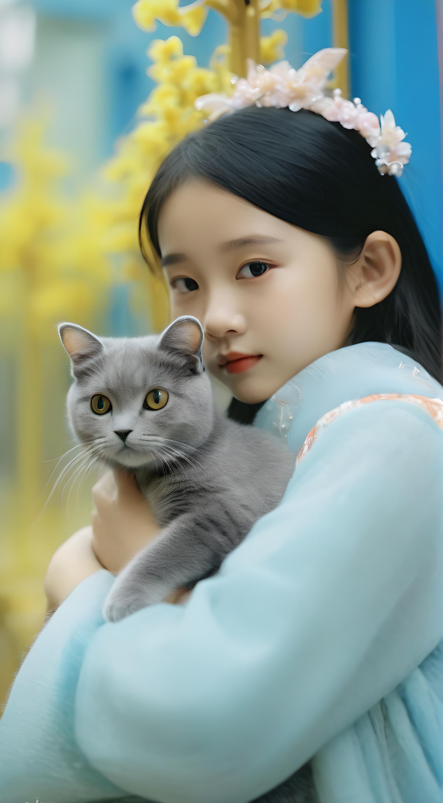 抱猫女孩