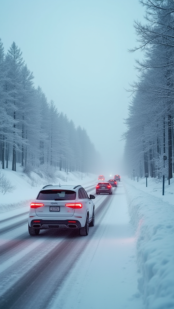 冬季雪天的道路