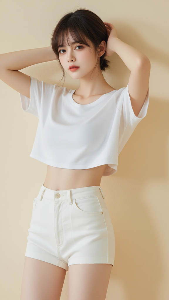 白色短裤女孩
