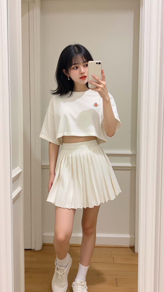 百褶裙女孩