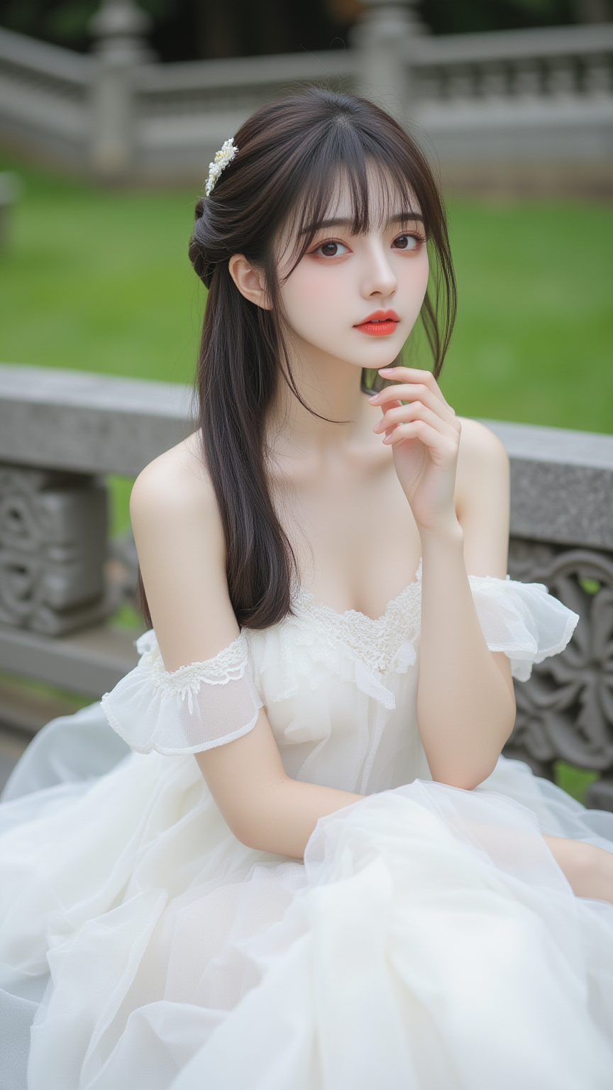 白裙美女