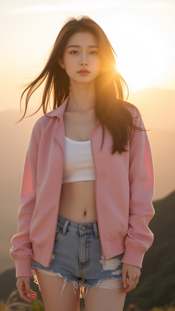 朝阳下女孩