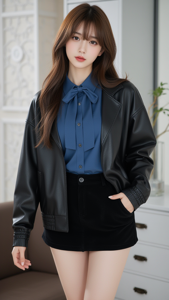 皮衣外套女孩