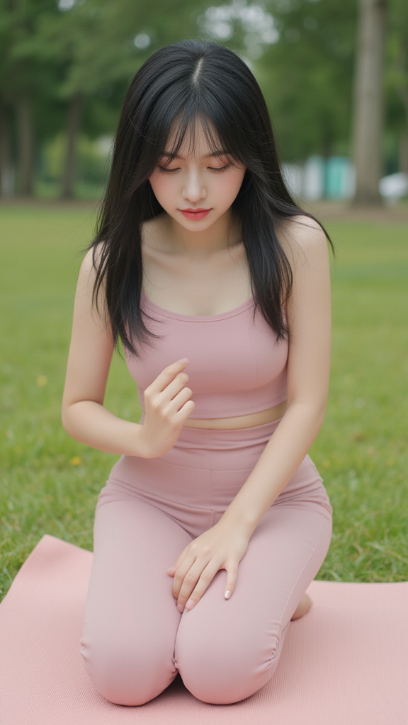 瑜伽垫上的女孩