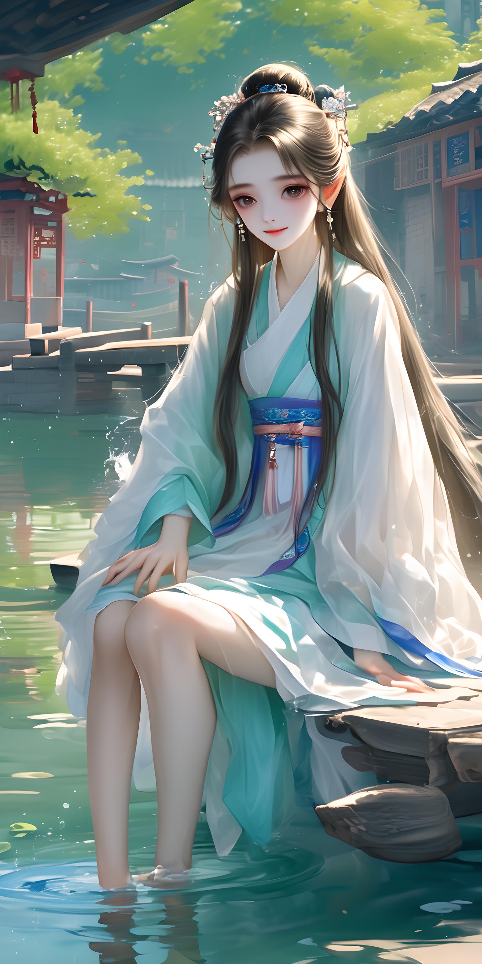 戏水女孩