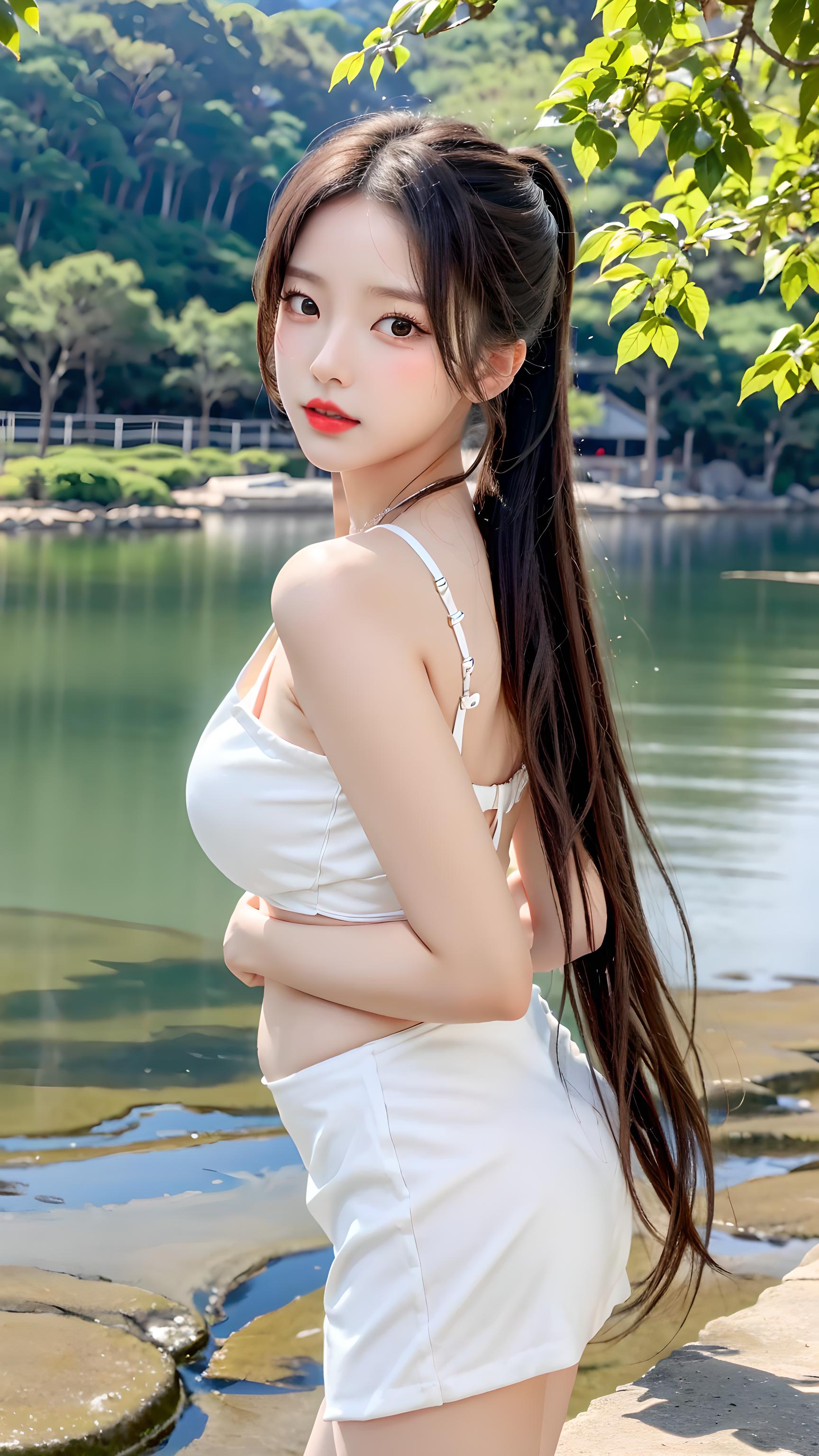 河边美女