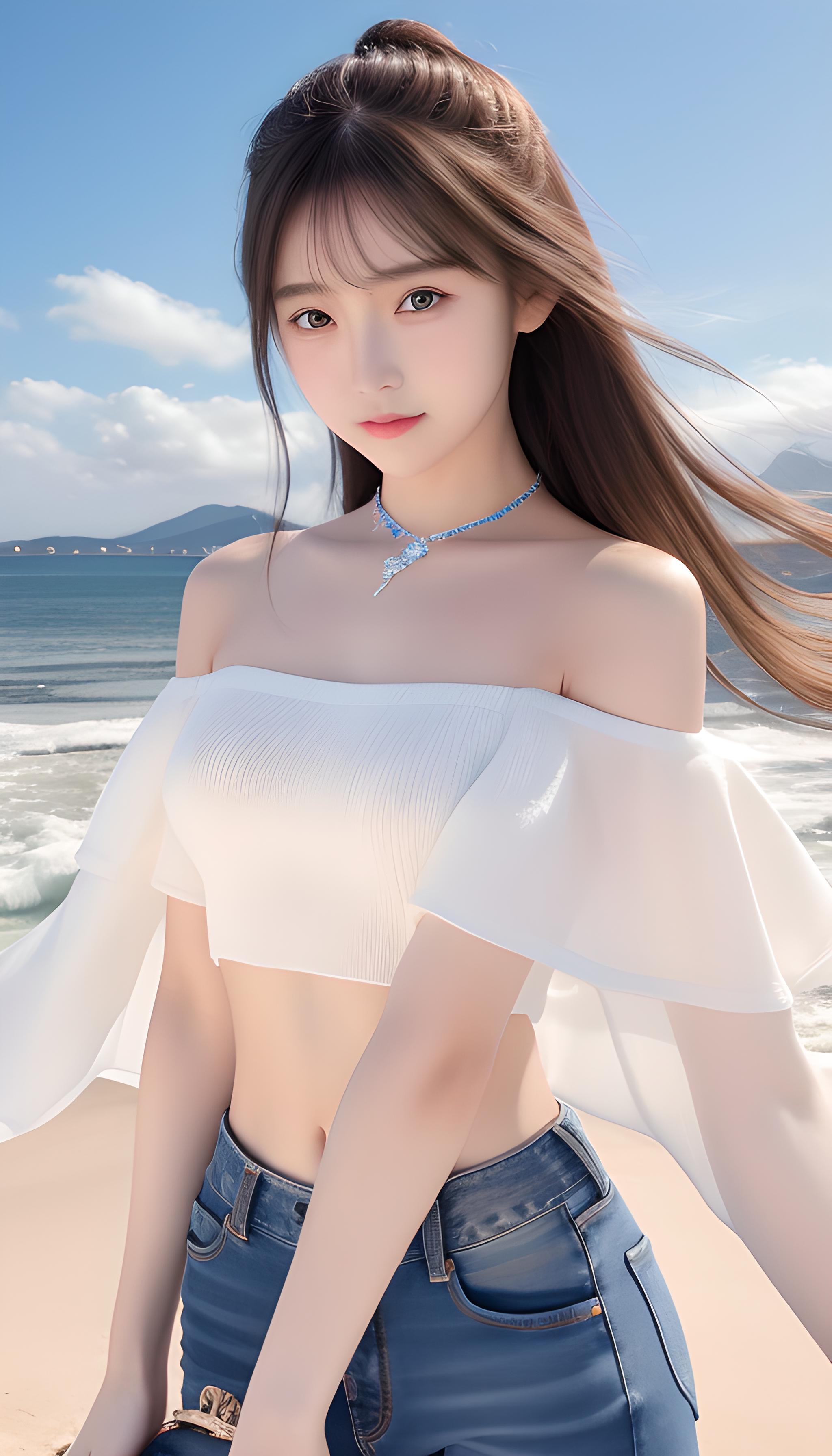 海滩女