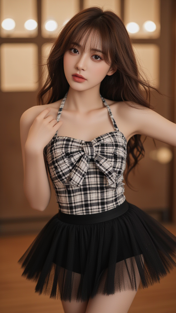 黑色蓬蓬裙女孩