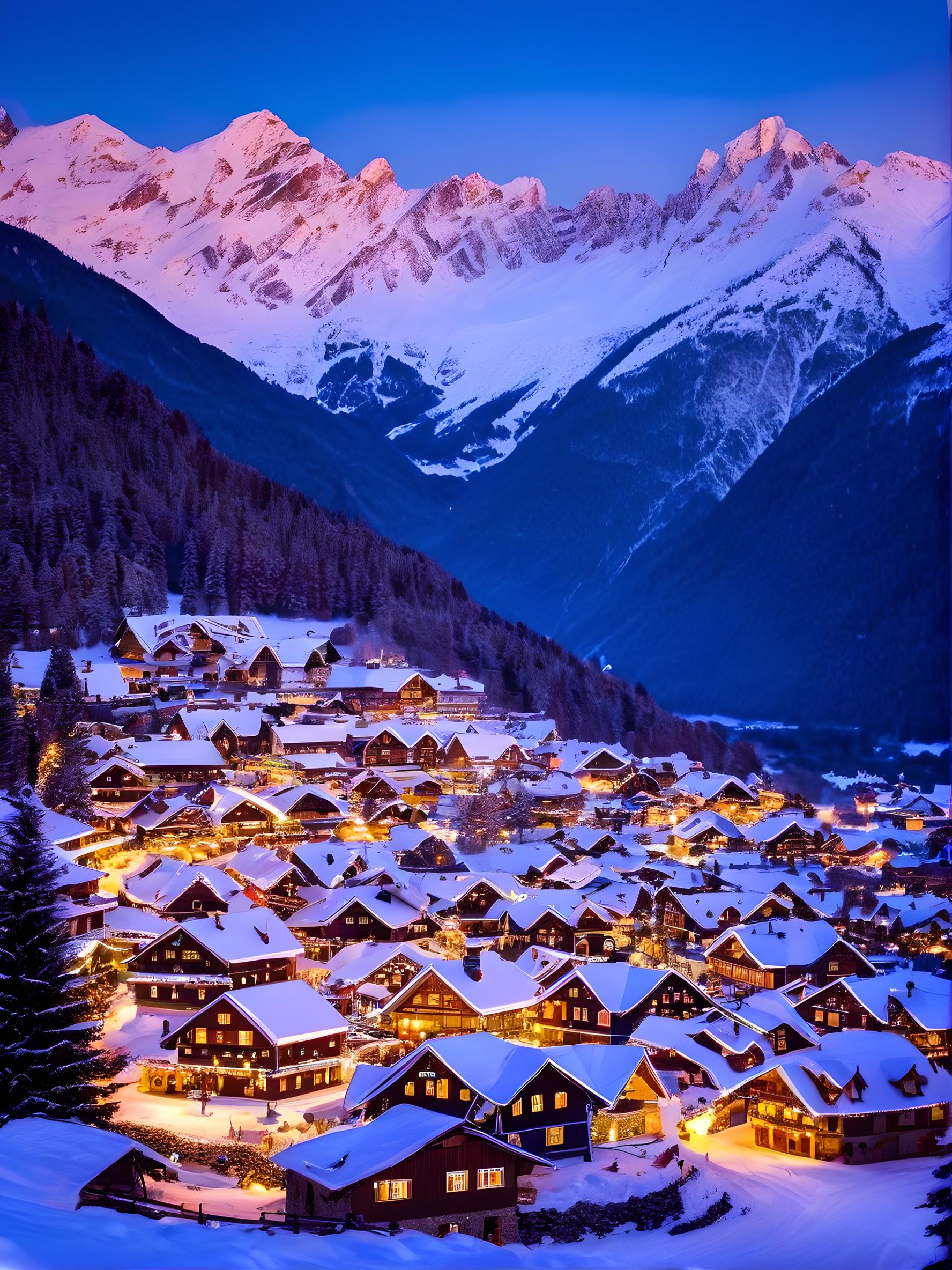 雪山下的小山村