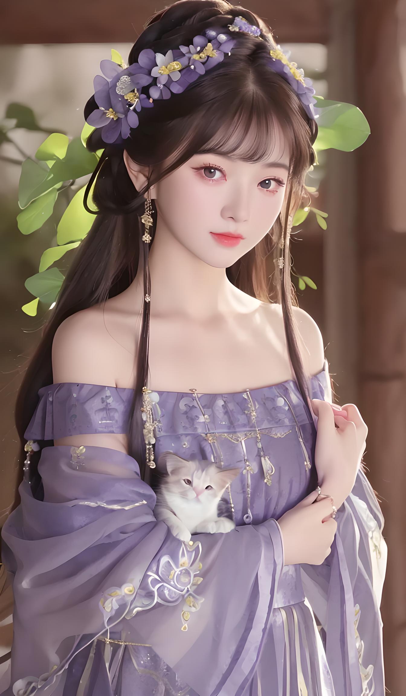 露肩抹胸无肩带汉服甜美萝莉