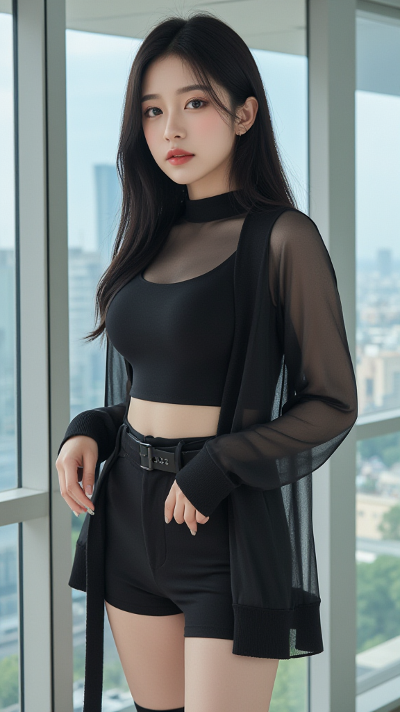 黑色短裤女孩