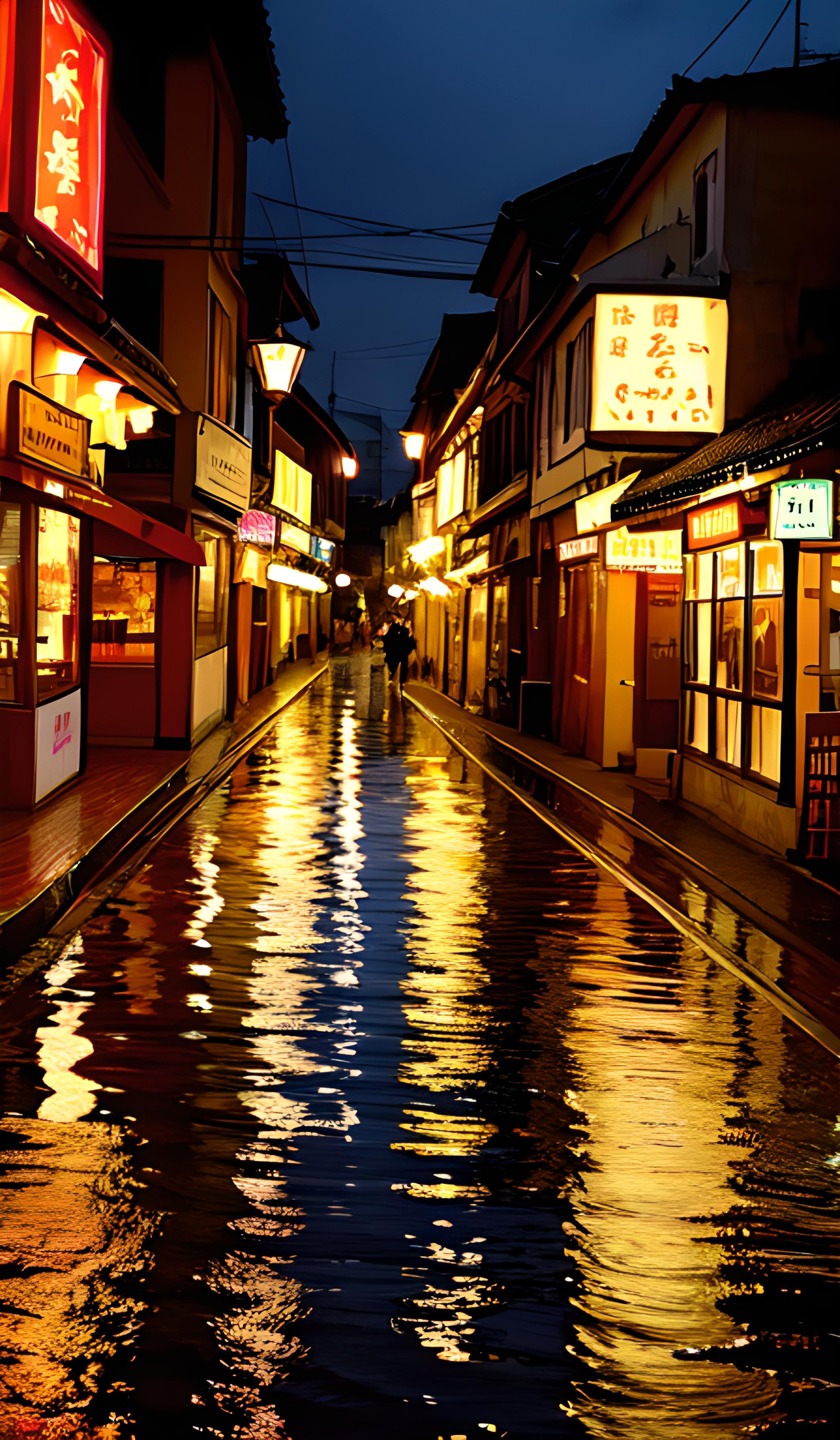 雨夜中的小镇