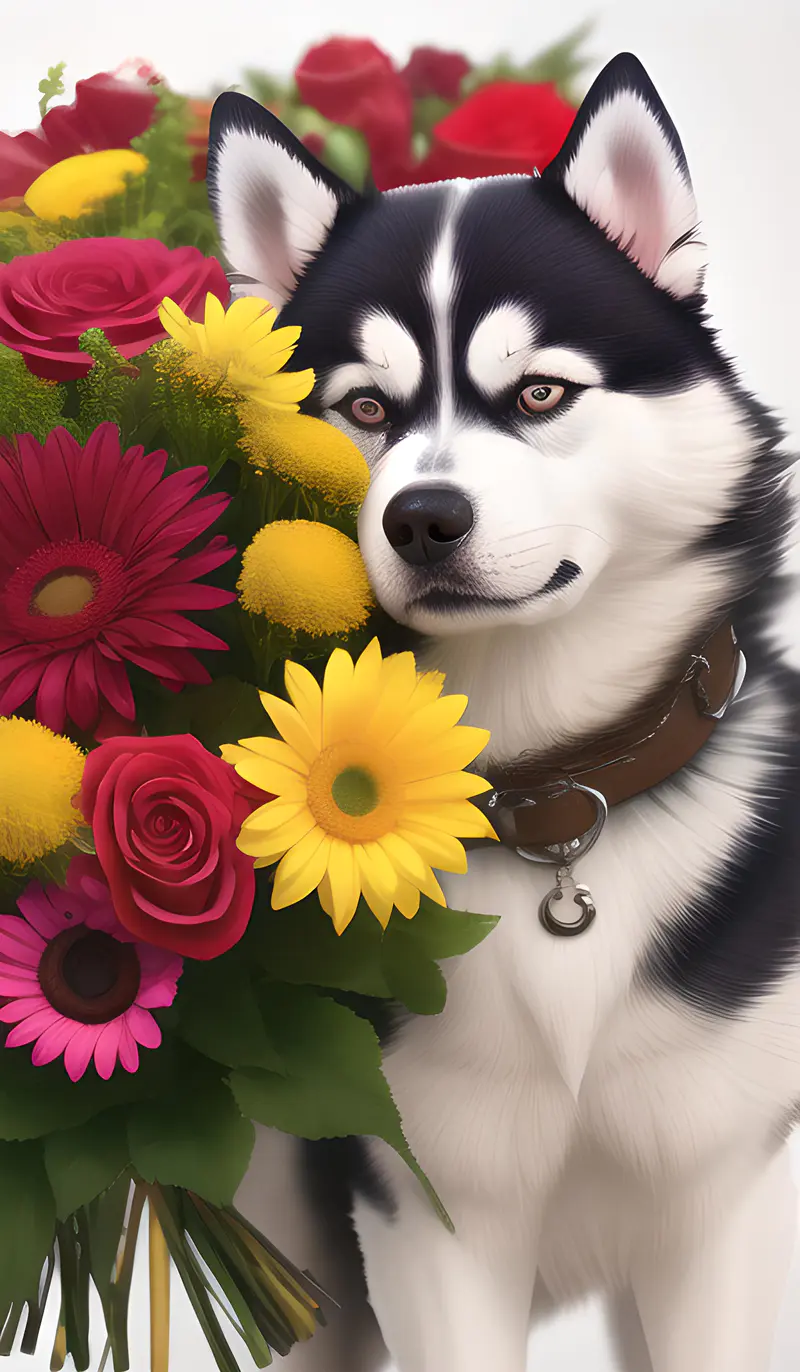 狗狗与花