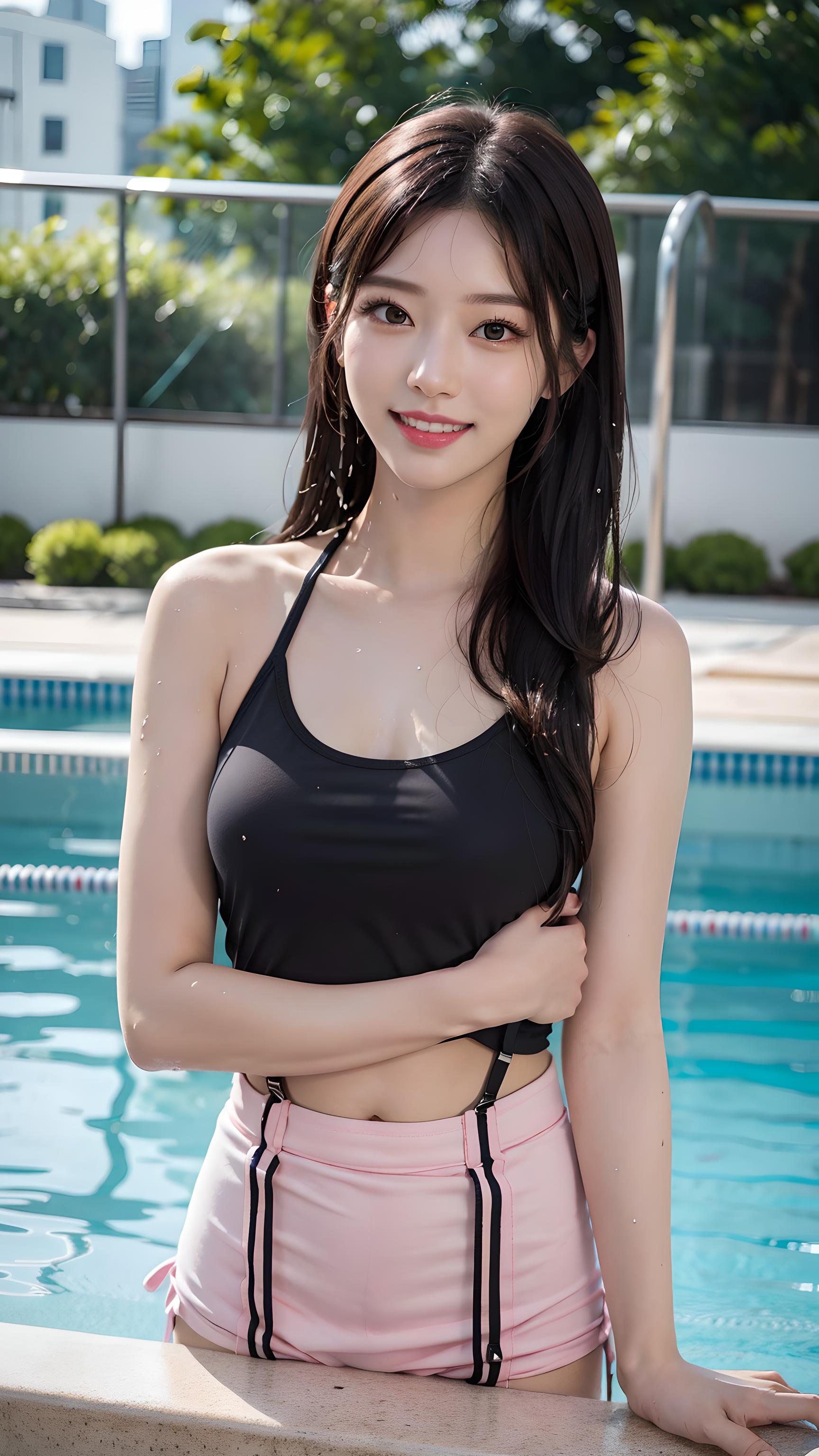 泳池里的美女