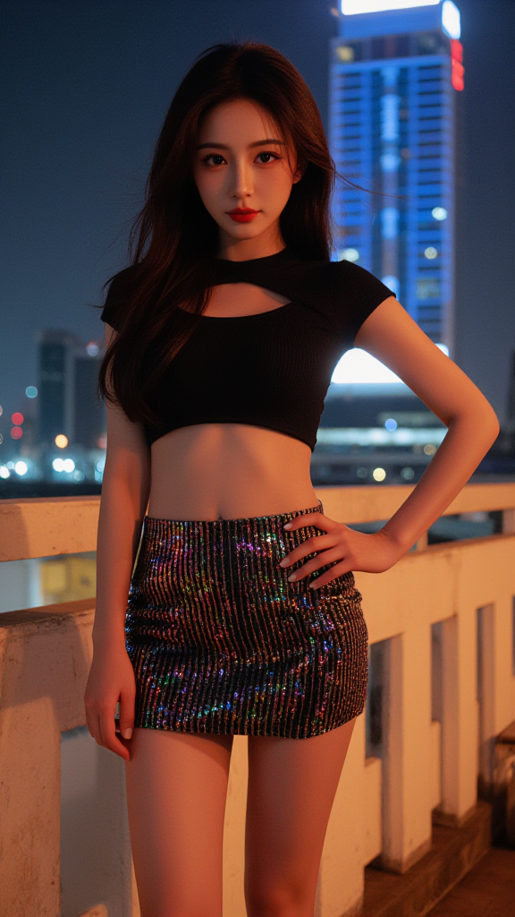 夜色下的女孩