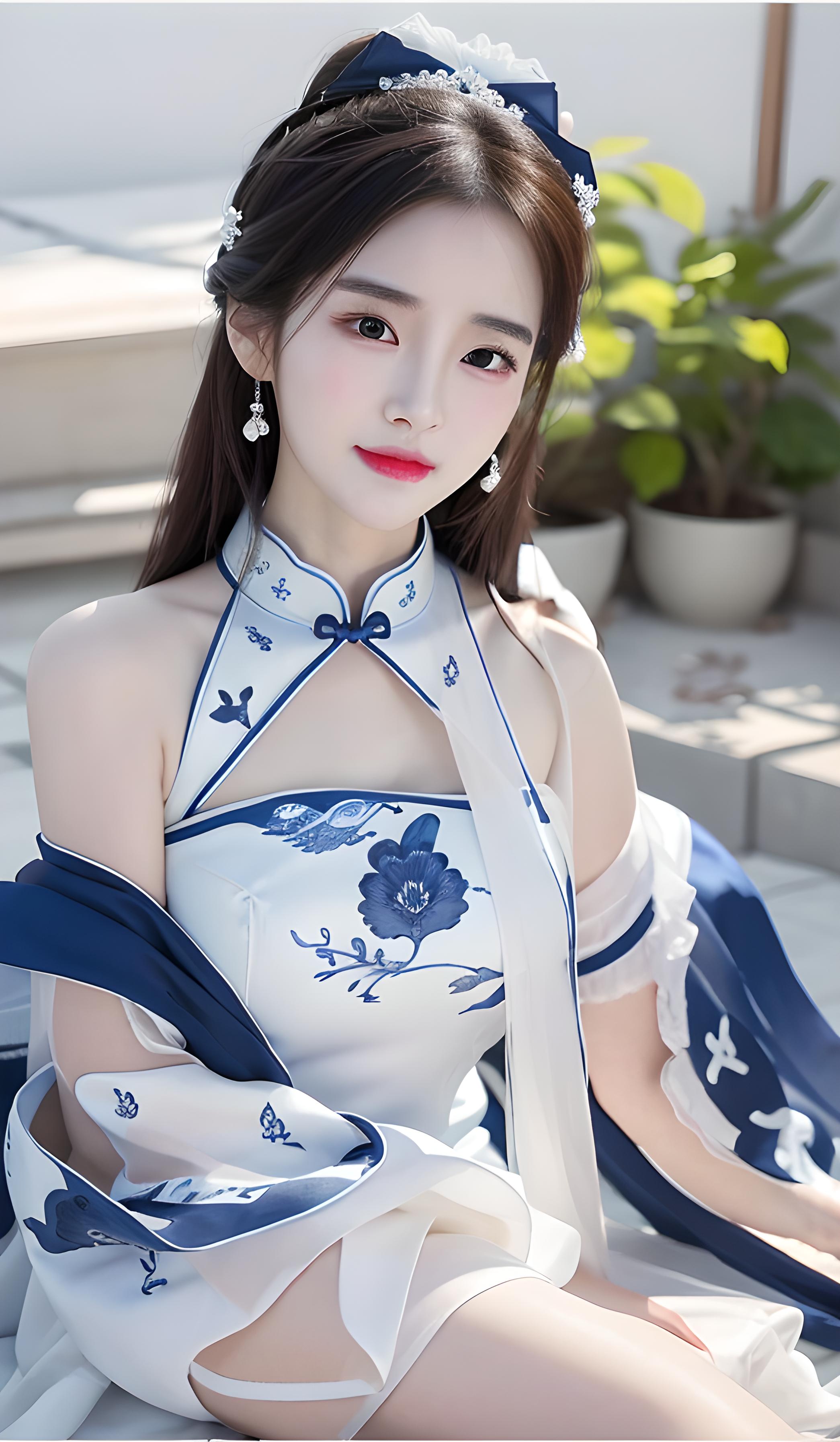 古风青花瓷美女