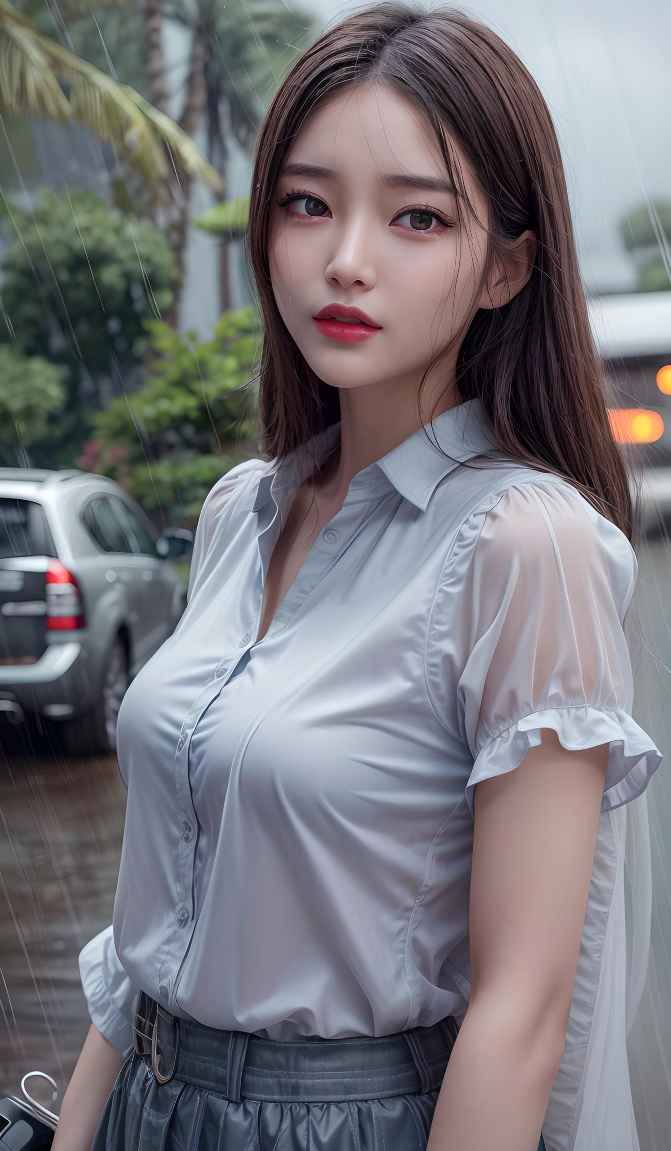 雨中美女