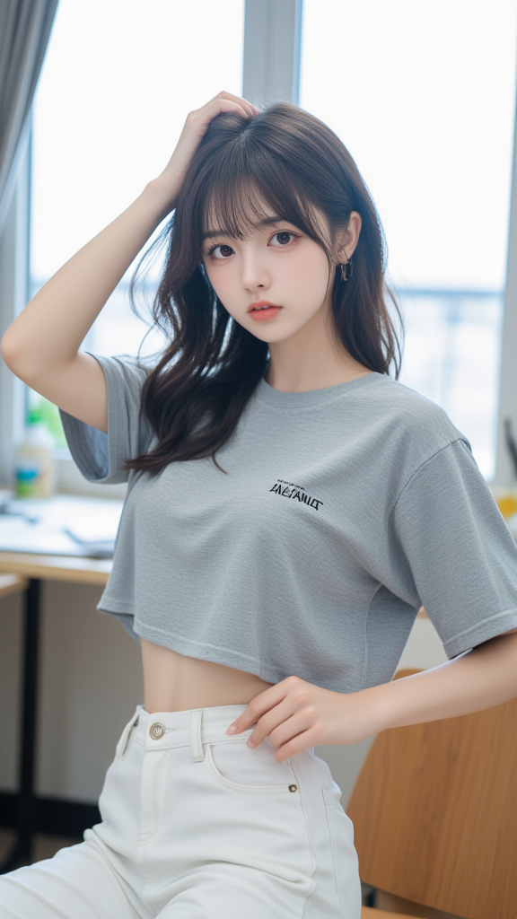 白色牛仔裤女孩