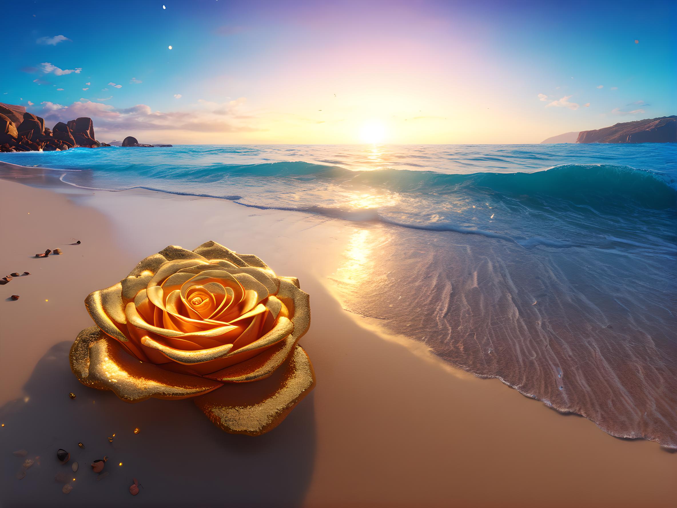 金色海岸线的金色玫瑰
