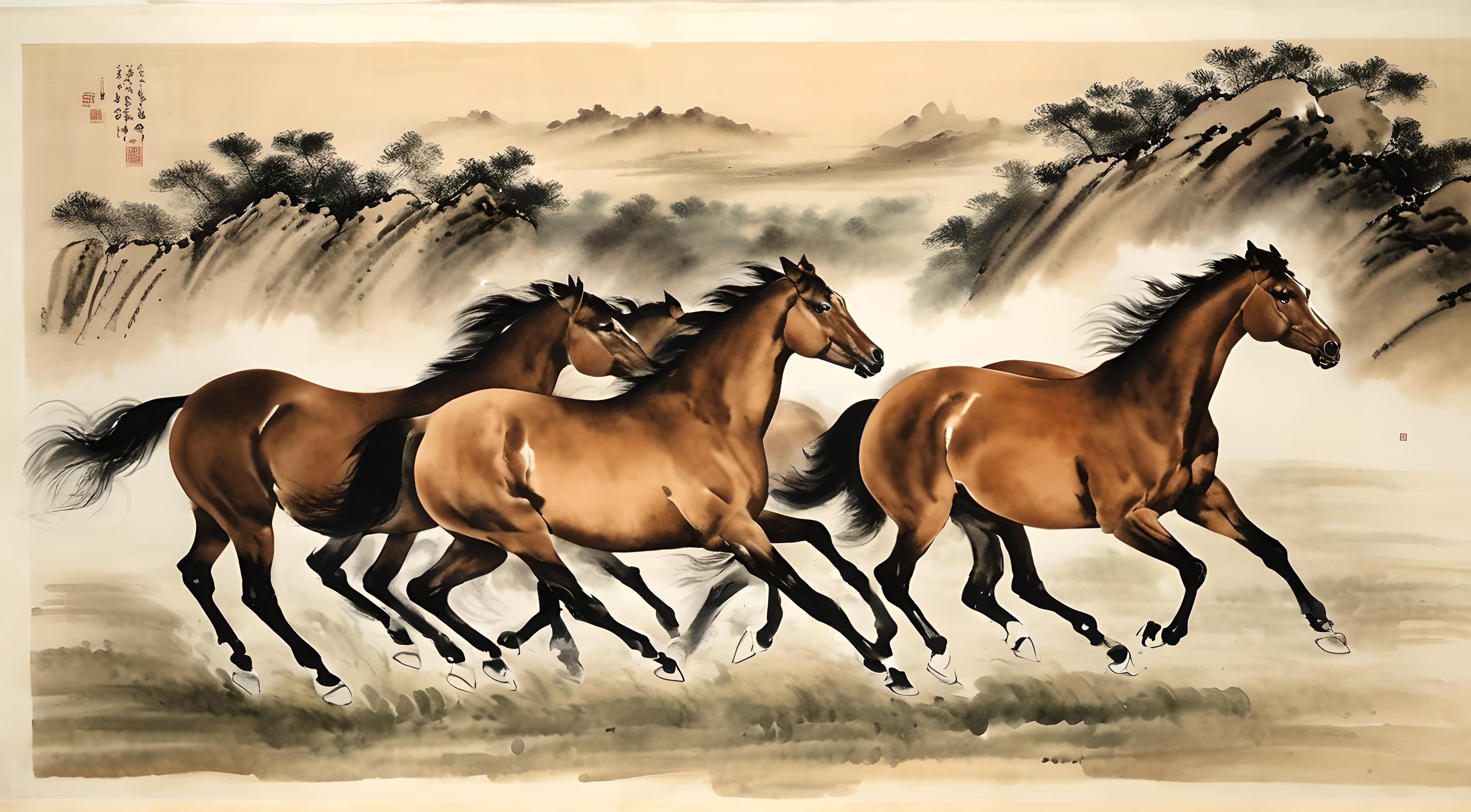水墨画(奔马)