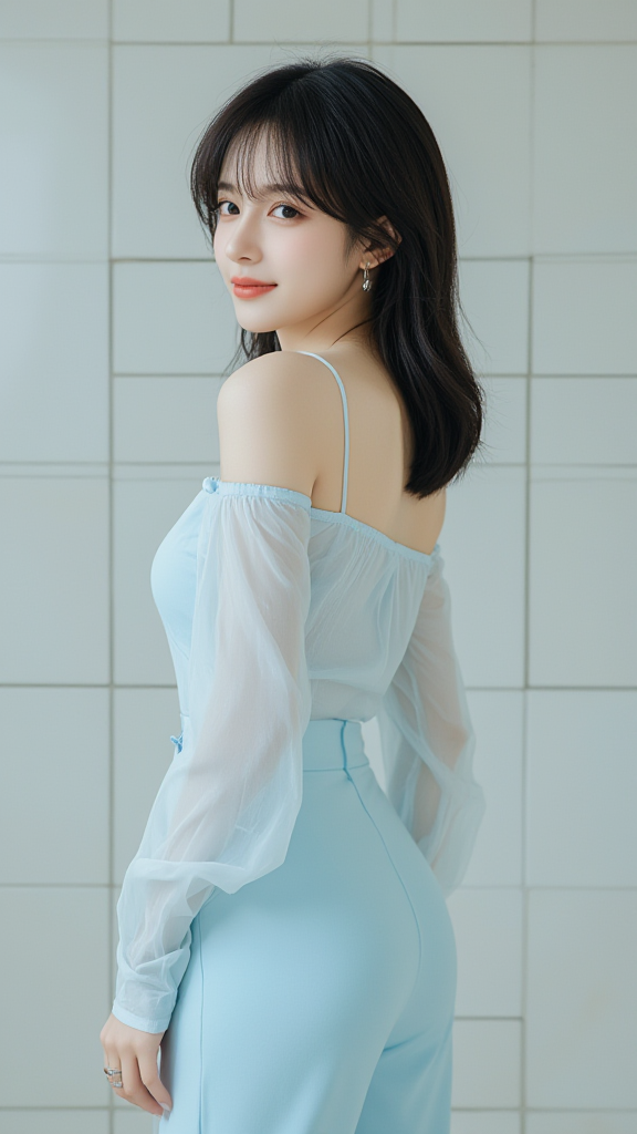 青色薄纱衣女孩