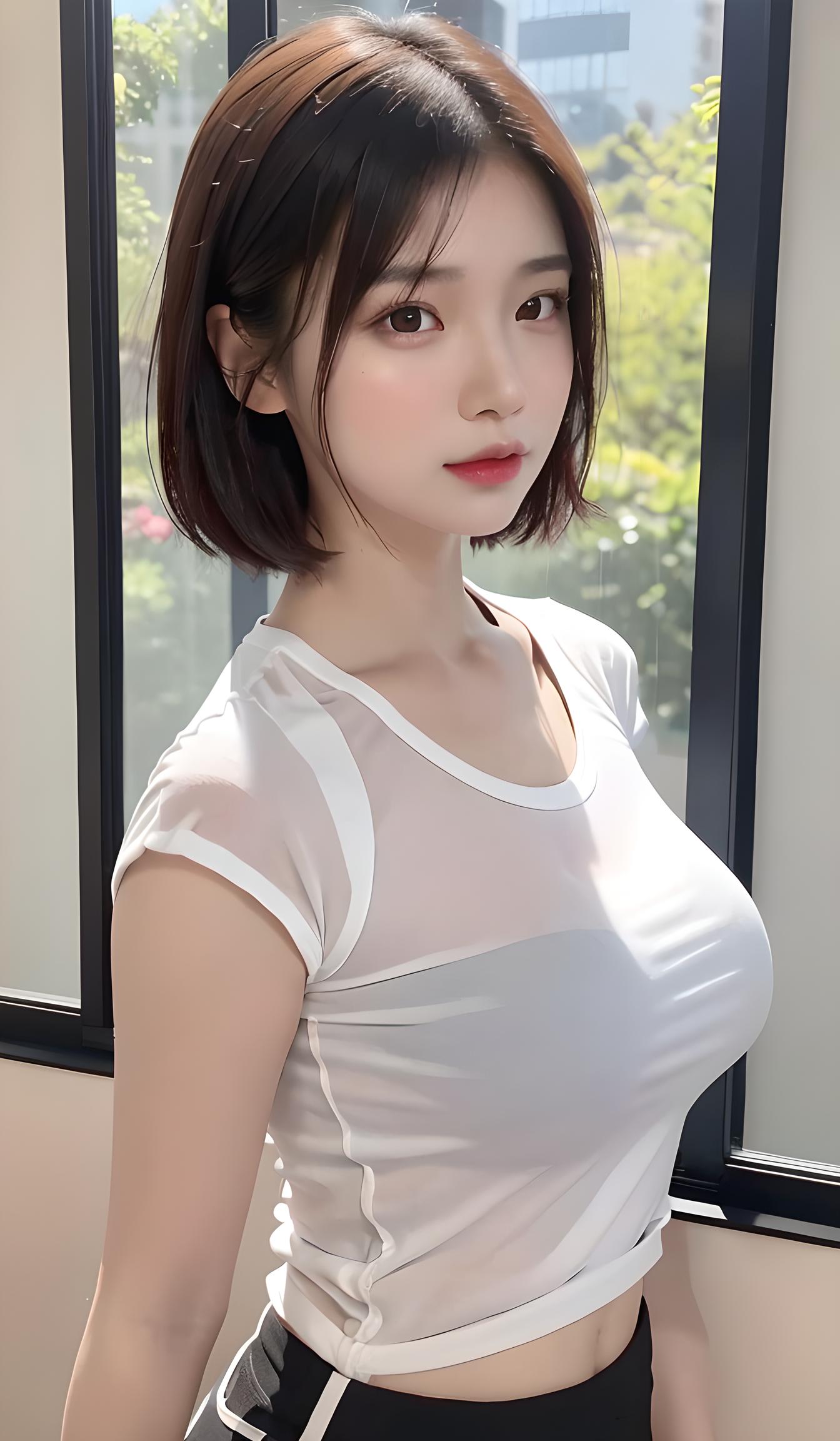 短发美女