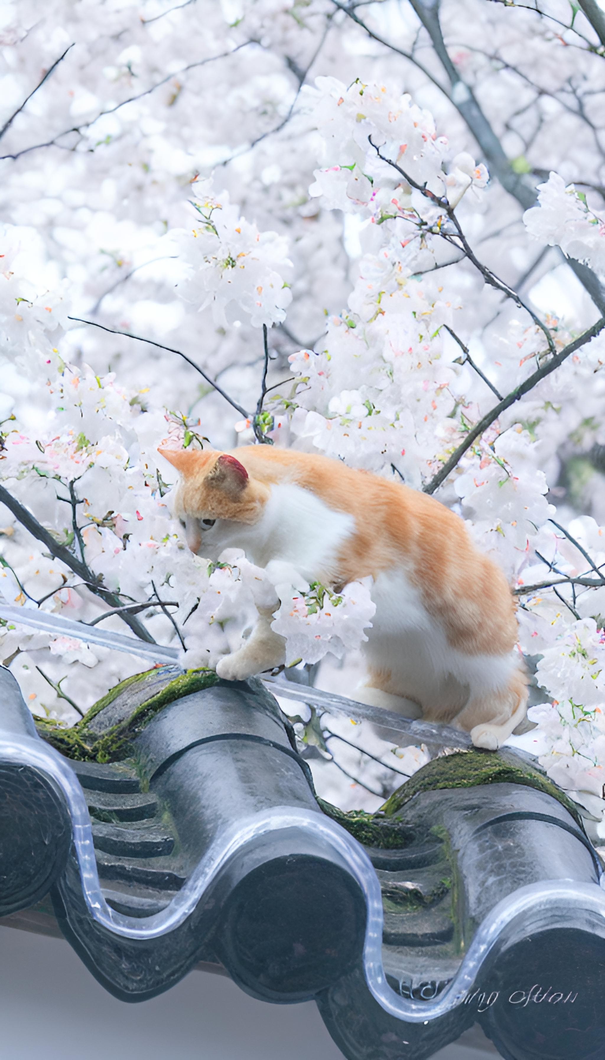 猫和樱花