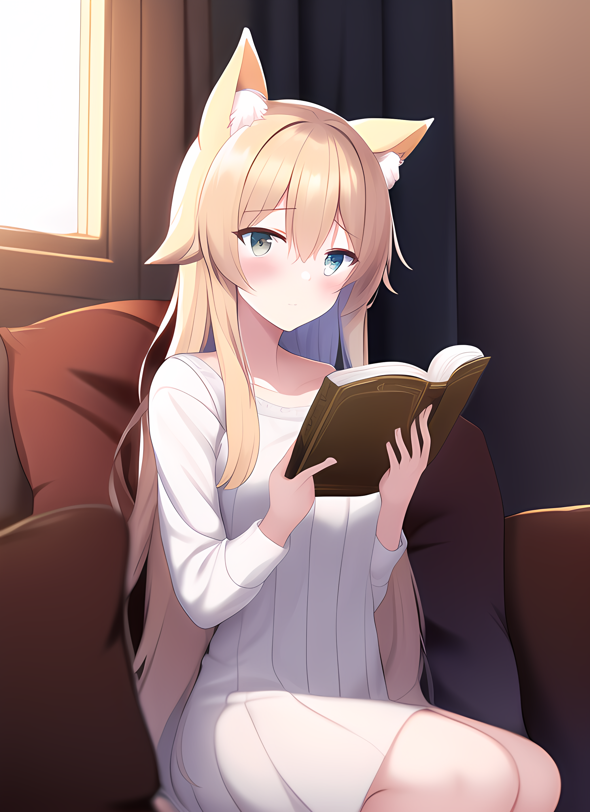 温柔女孩在看书