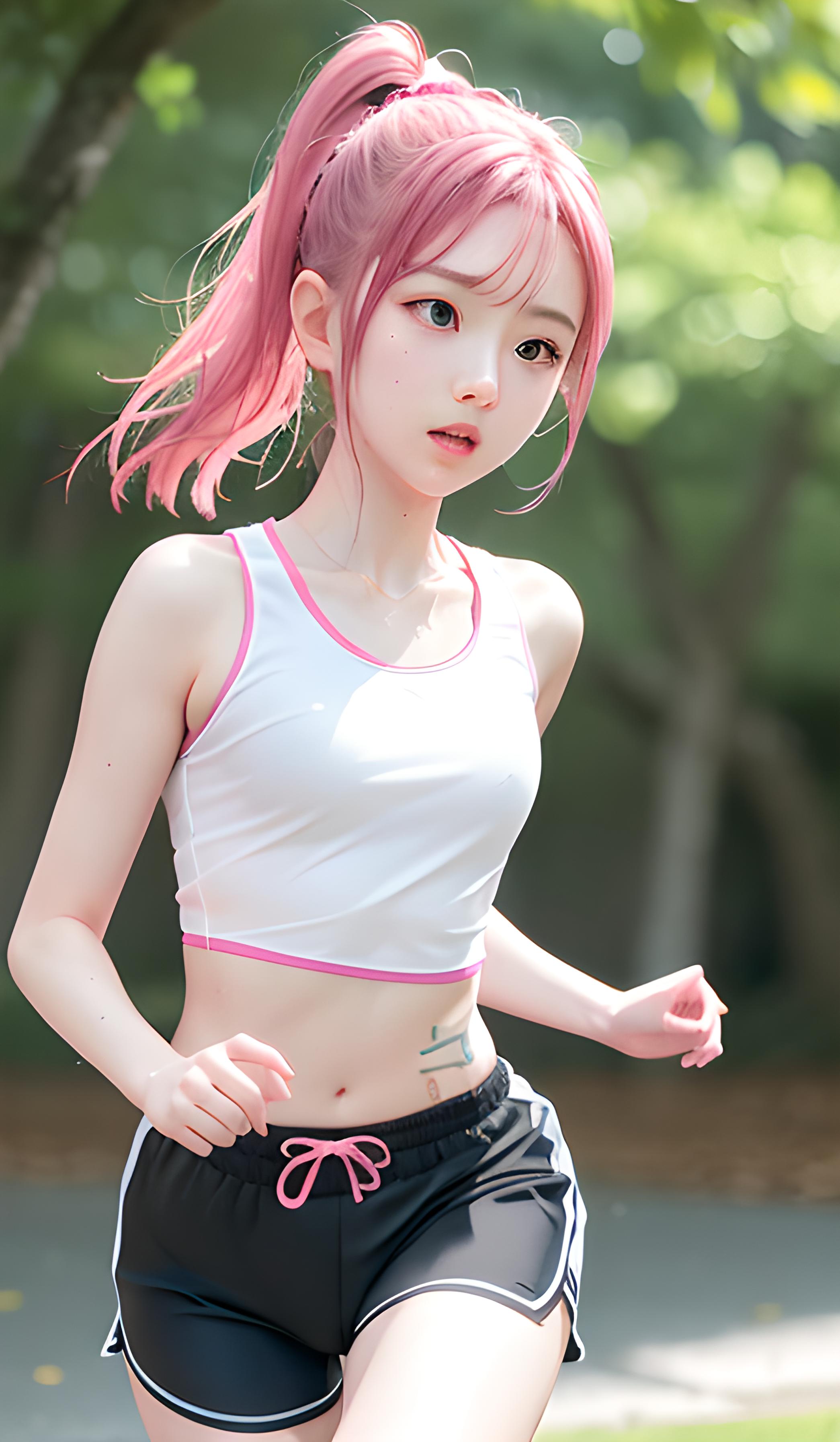 晨跑的少女