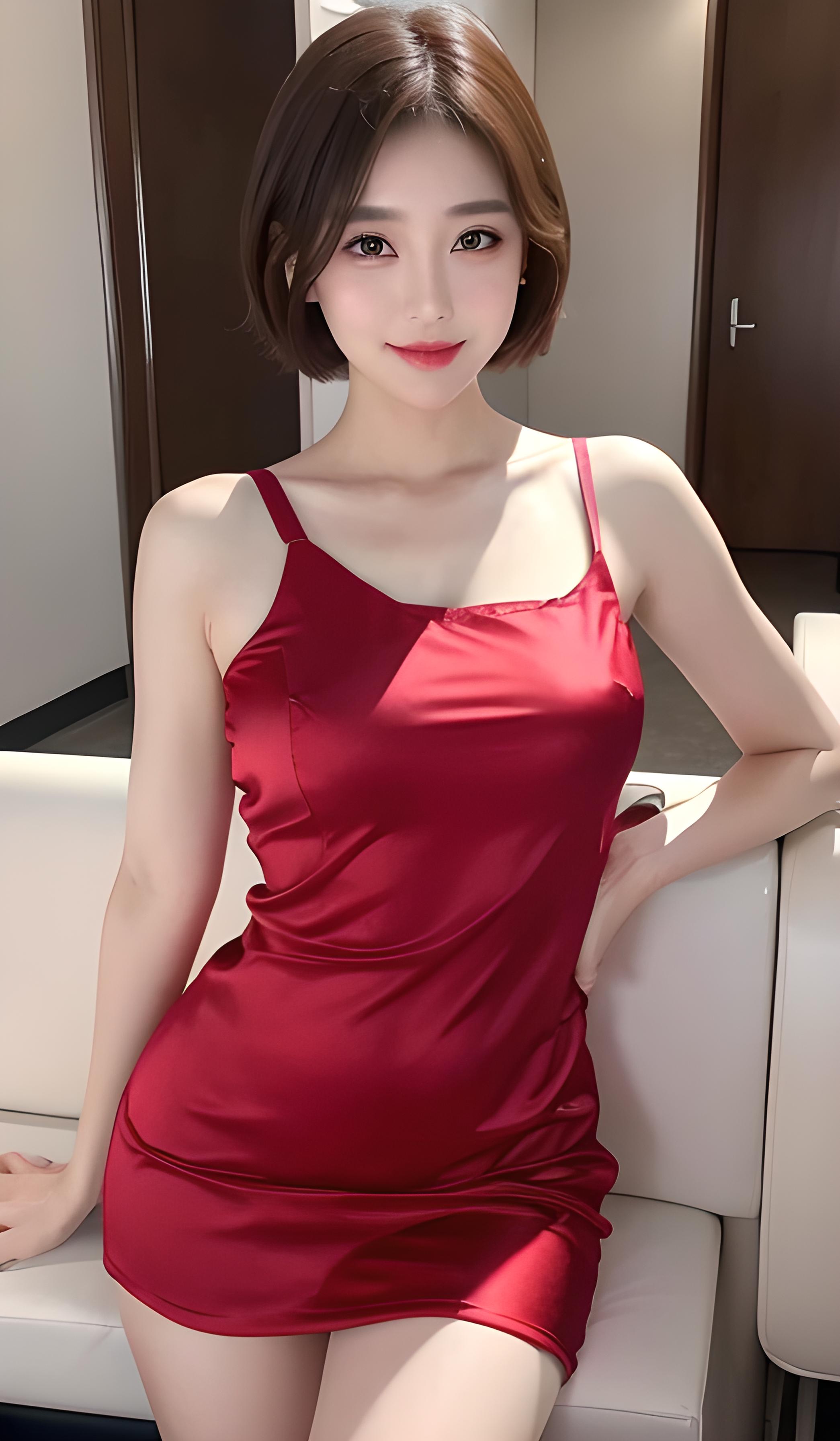 短发美女