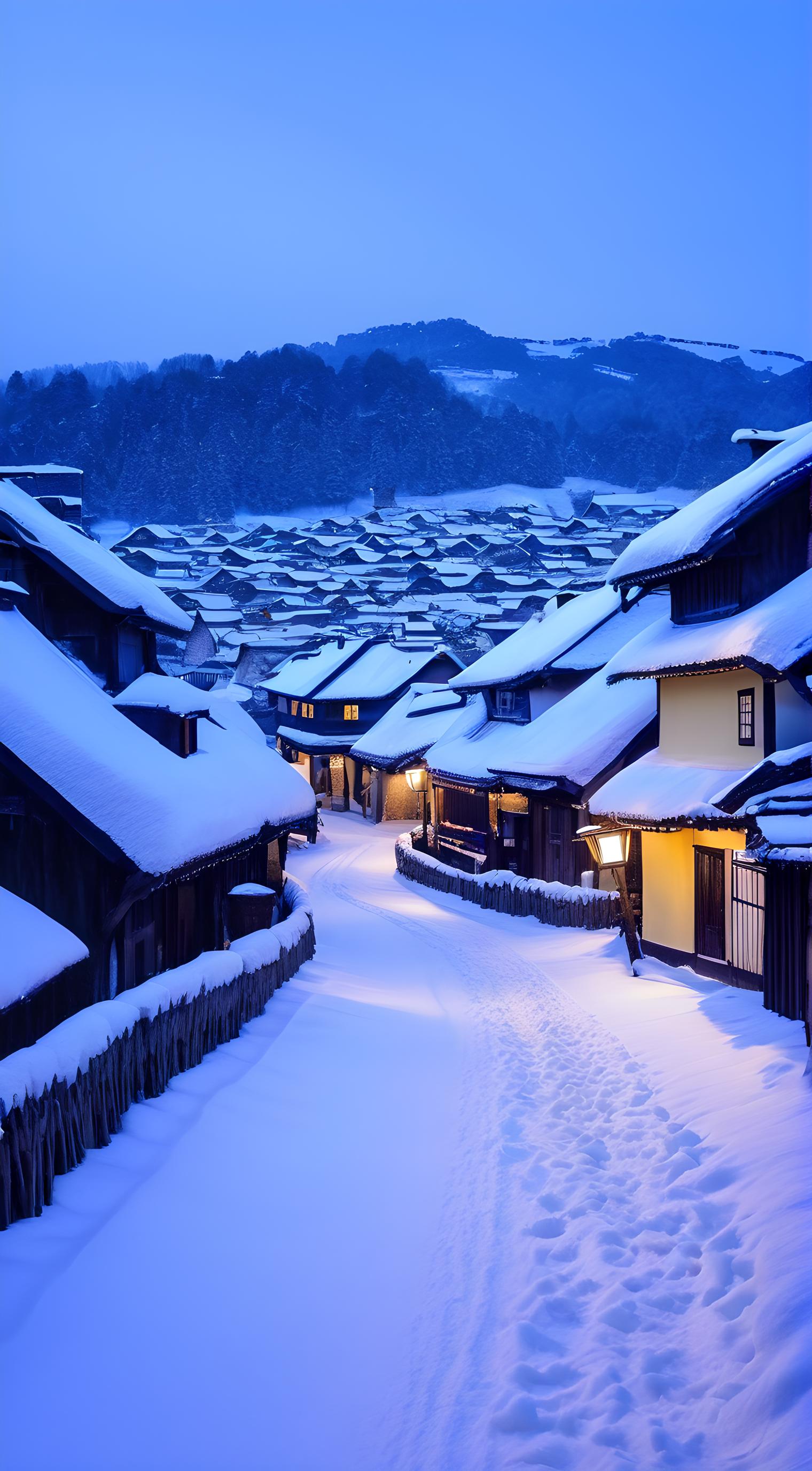 乡村雪景